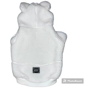 Sassy Woof White Sherpa Winter Dog Bear Ears Hoodie - Size Small